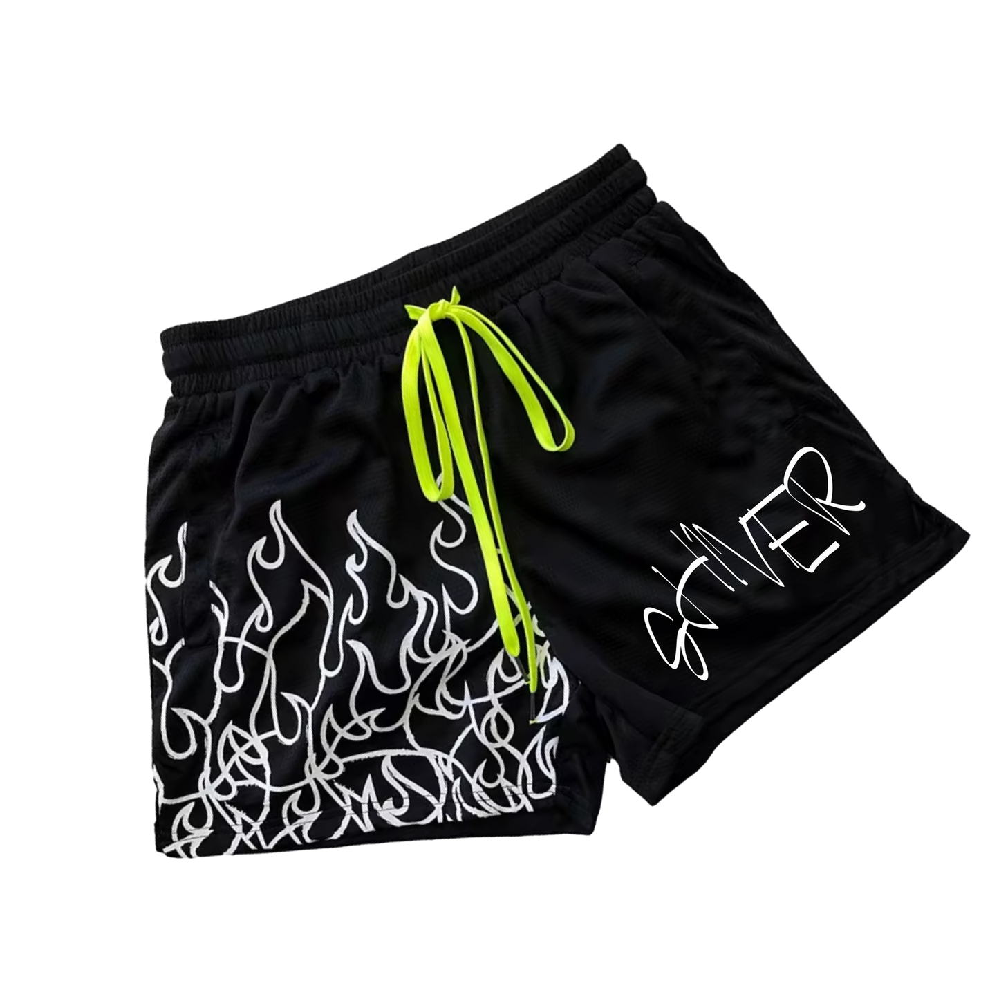 GREEN AND BLACK HEATING UP SHIVER SHORTS