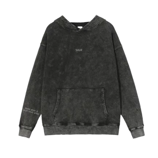 BLACK ACID WASH OVERSIZE HOODIE