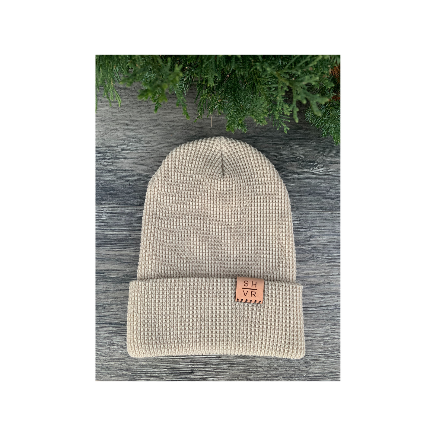 SHVR Beanie Leather Tuck Label